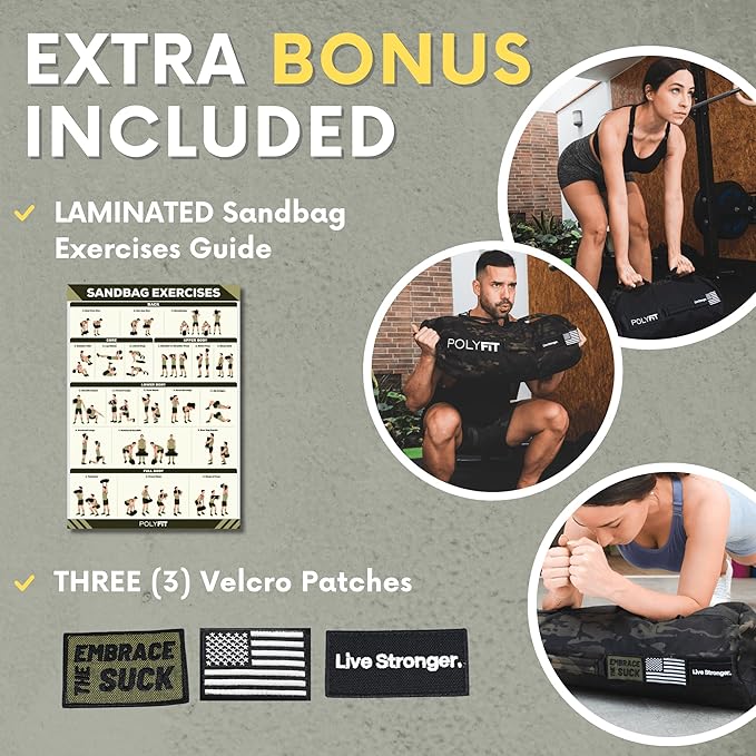 Polyfit Sandbag Pro - Workout Sandbag with Triple Closure Filler Bag and Reinforced Nylon Webbing