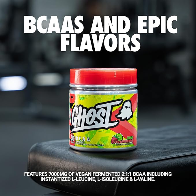 GHOST BCAA Powder Amino Acids Supplement, Kiwi Strawberry - 30 Servings - Sugar-Free Intra, Post &