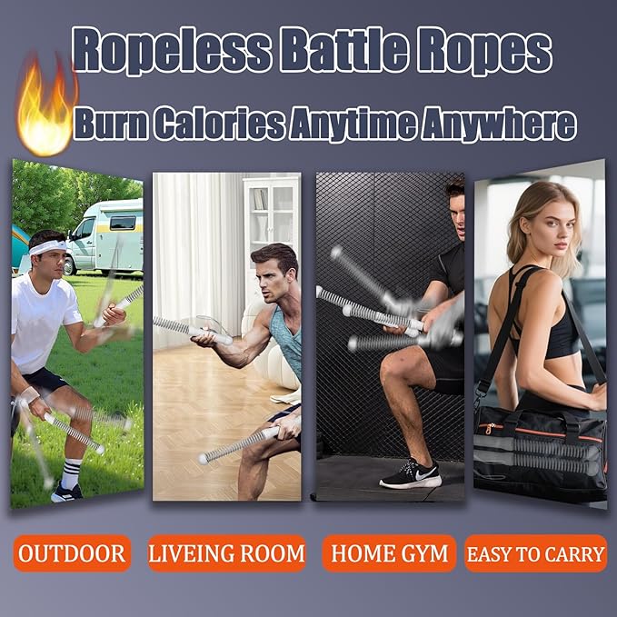 New Upgrade 2nd Generation Weighted Ropeless Battle Ropes for Home Gym,Quiet Cordless Training Rope