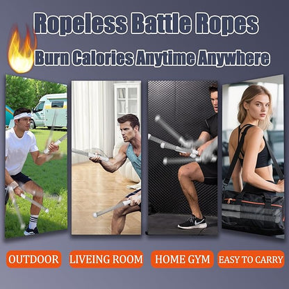 New Upgrade 2nd Generation Weighted Ropeless Battle Ropes for Home Gym,Quiet Cordless Training Rope