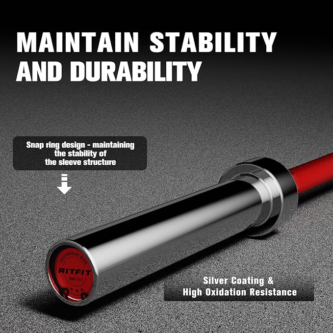 RITFIT Olympic Barbell 4ft/4.8ft/6ft - 2 Inch Weight Bar for Strength Training, Weightlifting