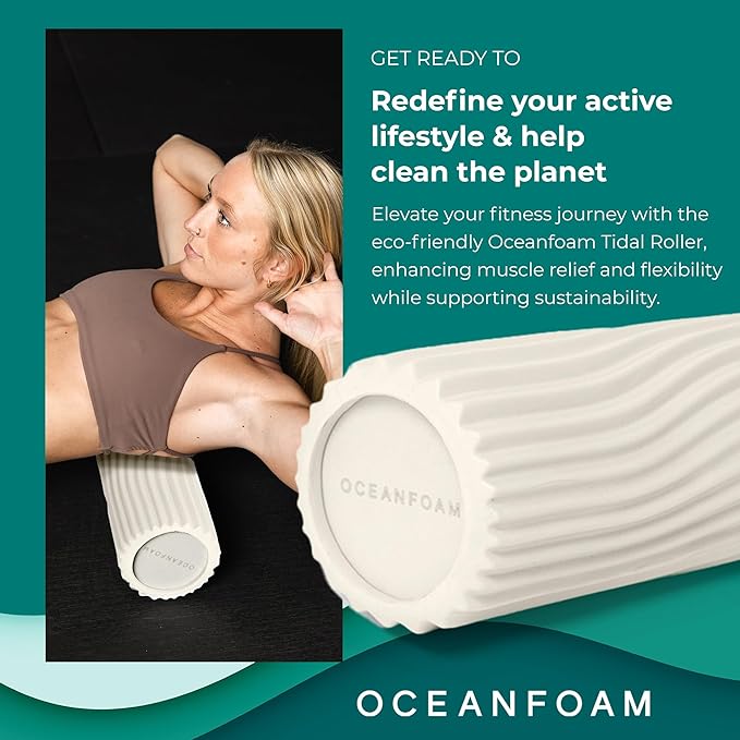 Oceanfoam Tidal Roller - Natural - Muscle Massage Foam Roller for Back Pain & Stretching - Firm and