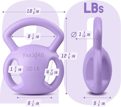 Yes4All Kettlebell, Strength Training Kettlebells for Women, Wide Multi-grip Textured Handle for