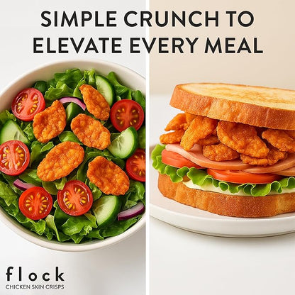 Flock Keto Chicken Skin Chips – Original Flavor, Low Carb, High Protein, Gluten-Free Chicken