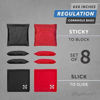 Professional Cornhole Bags - Set of 8 Regulation All Weather Double Sided - Sticky Side/Slick Side