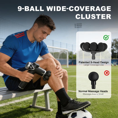 LEERCON Massage Gun Deep Tissue Back Massager for Pain Relief with 9 Heads