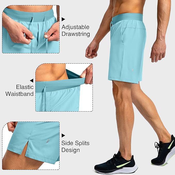 Men's Running Shorts with Zipper Pockets 9 Inch/ 7 Inch / 5 Inch Lightweight Quick Dry Gym Workout
