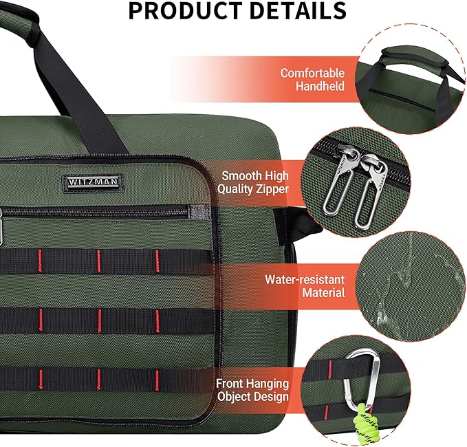 WITZMAN Foldable Duffle Bag for Travel 65L Lightweight Packable Duffel Bag with Shoes Compartment