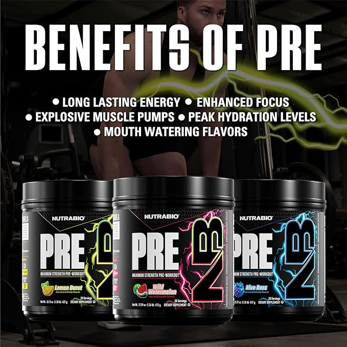 NutraBio Preworkout Powder, Lemon Burst| Explosive Energy, Laser Focus, Extreme Pumps| Pre Workout