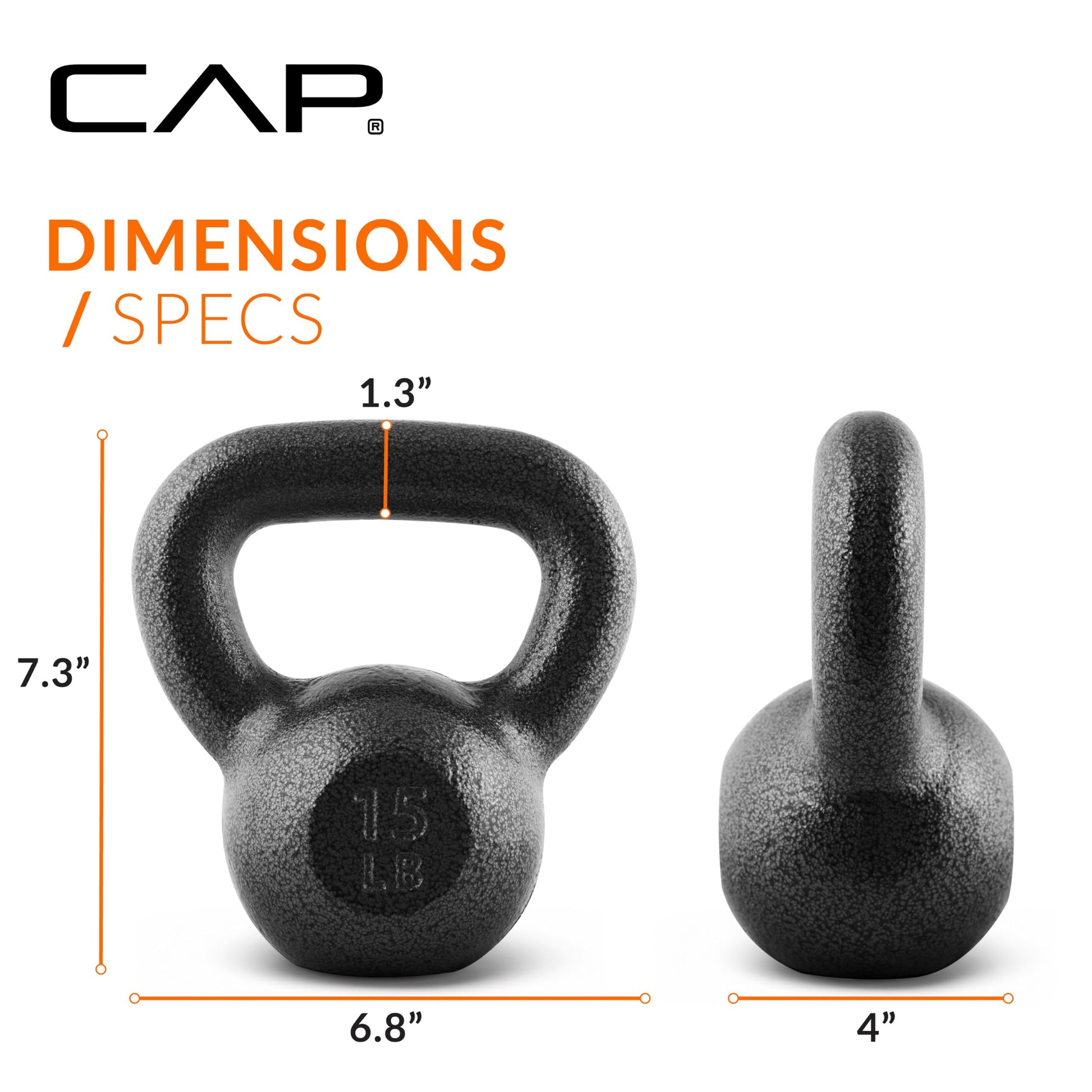 CAP Barbell Cast Iron Kettlebell 80 LB Set | 10 | 15 | 25 & 30 LB