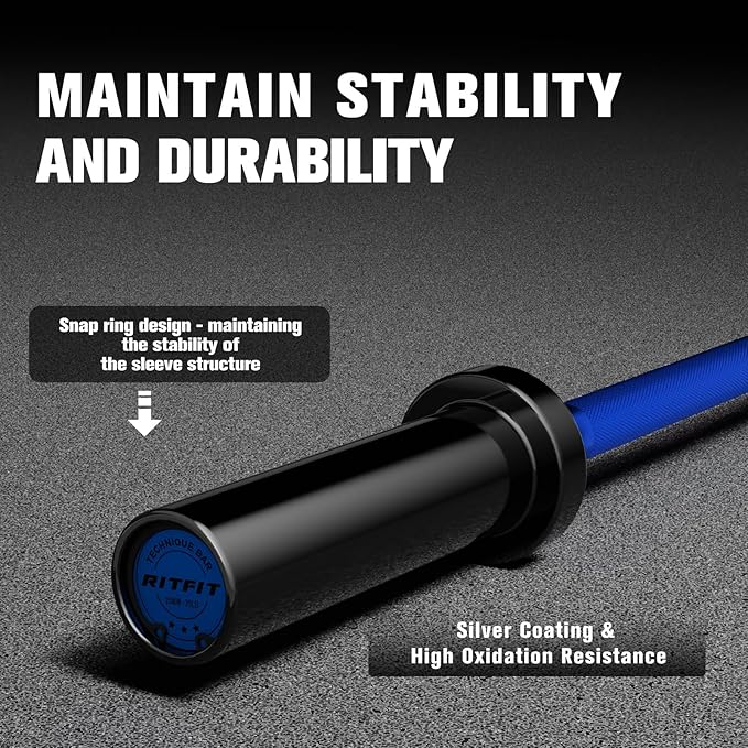 RITFIT Olympic Barbell 4ft/4.8ft/6ft - 2 Inch Weight Bar for Strength Training, Weightlifting