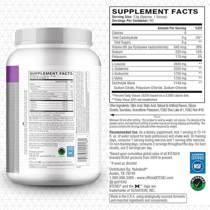 Original BCAA Powder 7g BCAA and 2.5g L-Glutamine, Sugar Free Post Workout Muscle Recovery Drink