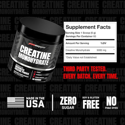 PROSUPPS Creatine Monohydrate Powder for Men & Women, Unflavored - 5000,mg of Micronized Creatine