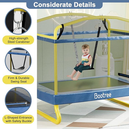 6.5FT Rectangle Trampoline for Kids, 78”ASTM Approved Recreational Trampolines with Swing, Small