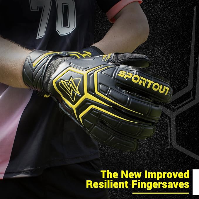 Sportout Goalie Gloves, Goalkeeper Gloves with Finger Protection, Breathable Soccer Goalie Gloves