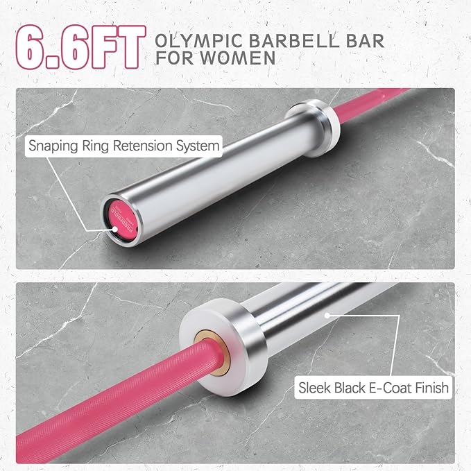 PROOFGOLD 6.6ft/7ft Olympic Barbell Bar 35Lb(15kg)/45LB(20kg) Barbell,Bench Press Bar for Squats