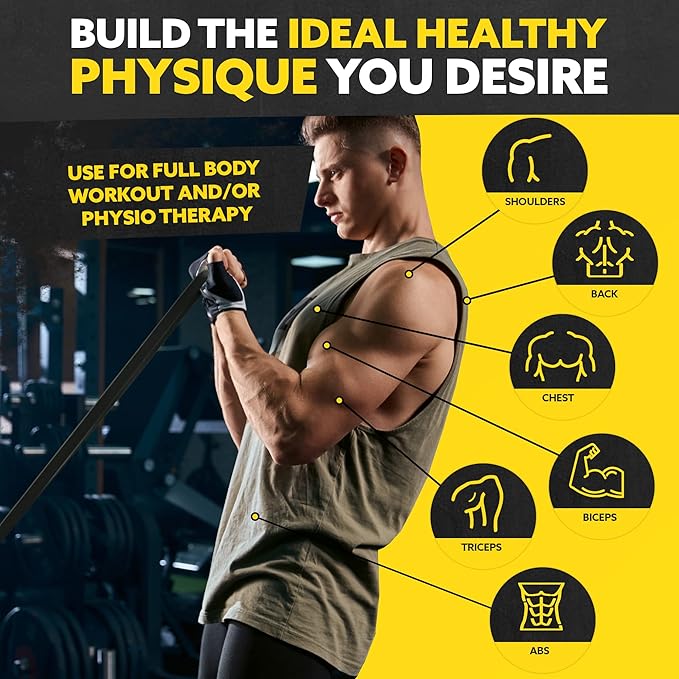 Long Resistance Bands for Working Out Men and Women - Set of 5 Pull-Up Bands, Rubber Handles and