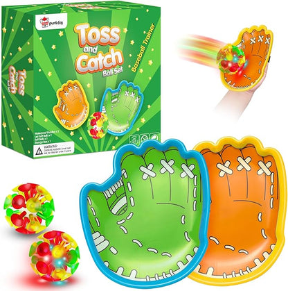 punkdog LED Toss and Catch Ball Game Set - 1 LED and 1 Regular Suction Cup Ball with 2 Easy-Grip