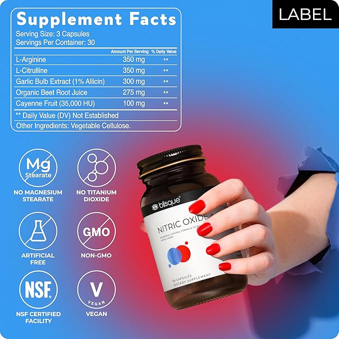 Blisque – Natural Nitric Oxide Booster Supplement for Blood Flow Support and Circulation |