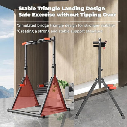 DOBESTS Foldable Power Tower Pull Up Bar Dip Station Adjustable Multifunction Workout Pull Up Tower
