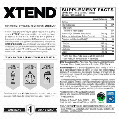 Xtend XTEND Original BCAA Powder 7g BCAA and 2.5g L-Glutamine, Sugar Free Post Workout Muscle