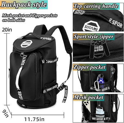 Gym Duffle Bag Backpack with Shoe Compartment,4 ways Travel Backpack for Women and
