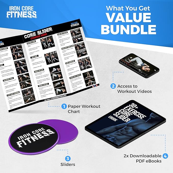 Core Sliders for Working Out, Dual Sided Exercise Gliding Discs for Use on All Surfaces, Ultimate
