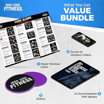 Core Sliders for Working Out, Dual Sided Exercise Gliding Discs for Use on All Surfaces, Ultimate