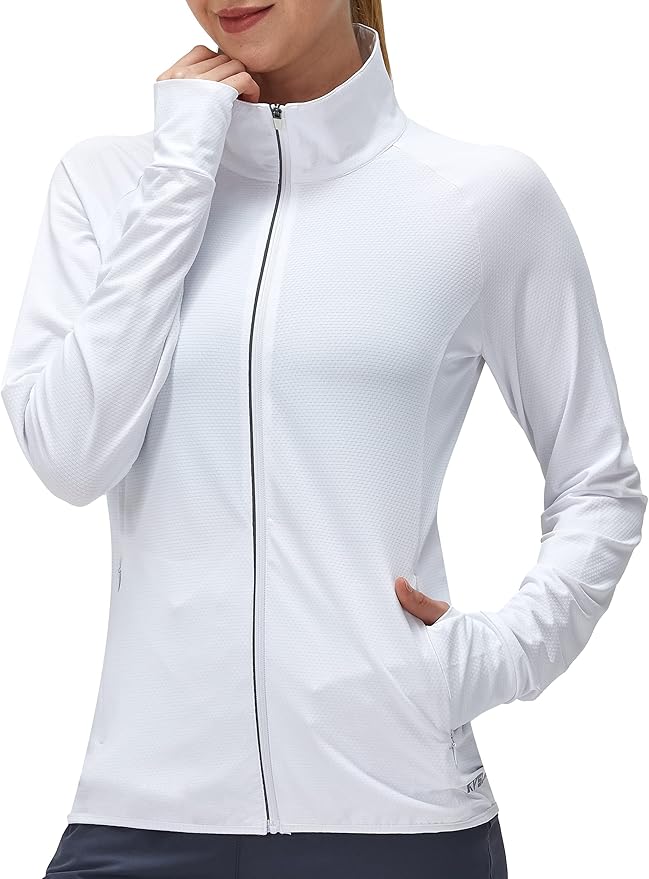 Women's UPF 50+ UV Sun Protection Clothing Long Sleeve Athletic Hiking Shirts Lightweight SPF Zip