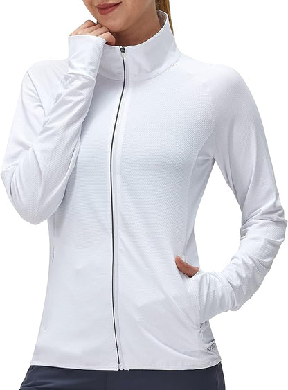 Women's UPF 50+ UV Sun Protection Clothing Long Sleeve Athletic Hiking Shirts Lightweight SPF Zip