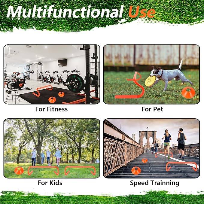 10 Pcs 6" Speed Agility Training Hurdles with 6 Marker Cone Durable Detachable Training Equipments