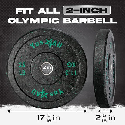 Yes4All 2" Bumper Plate, 10-190 LB Olympic Rubber Weight Plate with Steel Hub for WeightLifting