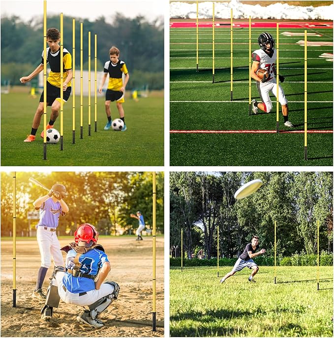 Soccer Agility Training Equipment: 6 Soccer Agility Poles, 20ft Agility Ladder, 10 Soccer Cones, 1