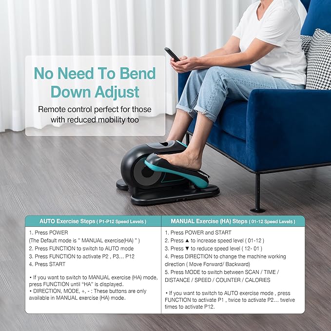 Under Desk Elliptical Machine, Ellipse Leg Exerciser for Seniors, Seated Pedal Exerciser with