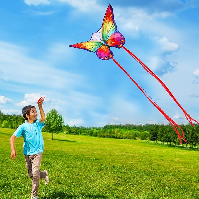 Butterfly Kites for Kids & Adults, Easy to Fly Design with Long Tail for Stability, for Kids Ages
