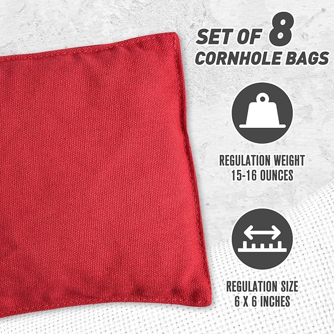 Cornhole Bags Set of 8 Regulation Corn Hole Bean Bags for Cornhole Game, Professional Weather
