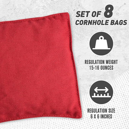 Cornhole Bags Set of 8 Regulation Corn Hole Bean Bags for Cornhole Game, Professional Weather