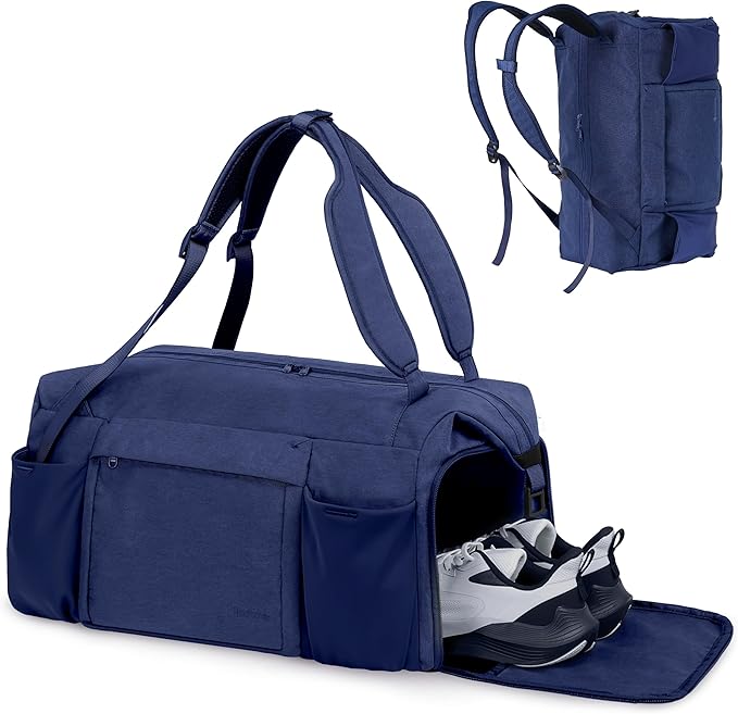 Gym Bag for Men with Shoes Compartment and Wet Pocket Convertible Duffle Bag and Gym Backpack