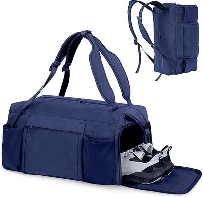 Gym Bag for Men with Shoes Compartment and Wet Pocket Convertible Duffle Bag and Gym Backpack