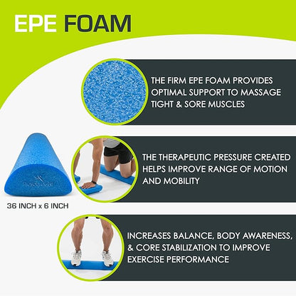 ProsourceFit Flex Foam Rollers for Muscle Massage, Physical Therapy, Core & Balance Exercises