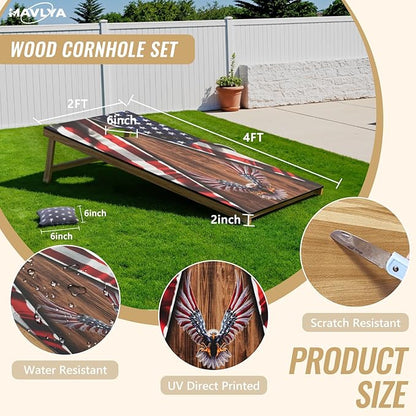 Cornhole Board Set,Corn Hole Games for Adults Outdoor,2X4FT Solid Wood Regulation Cornhole Boards