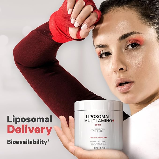 Codeage Liposomal Multi Amino Powder Supplement - BCAA & EAA Supplement All 9 Essential Amino