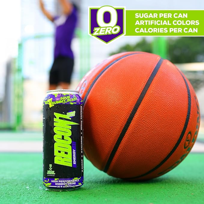 REDCON1 Energy High Performance Drink, Sour Gummy Blast - Zero Sugar Energy Drink with Alpha GPC