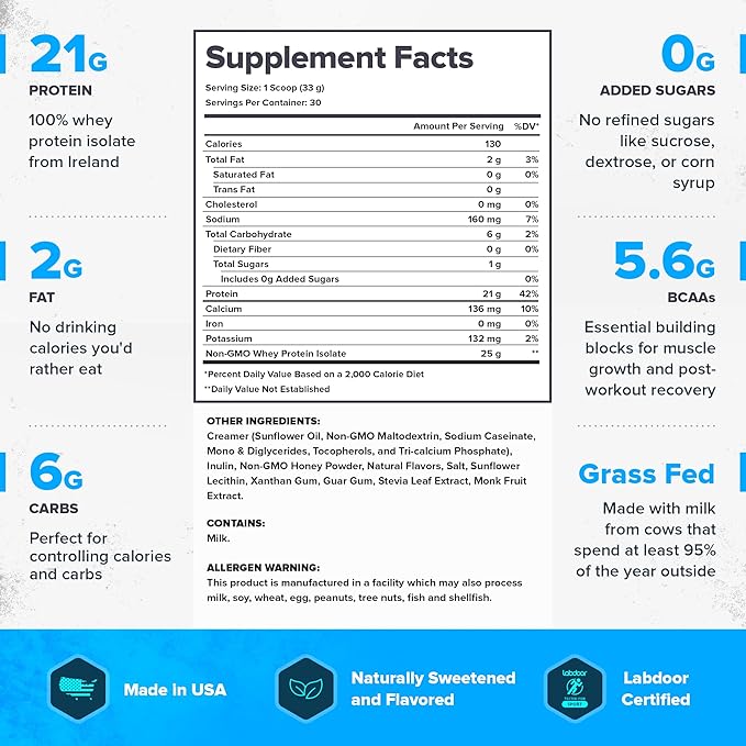 LEGION Whey+ Protein Whey Isolate from Grass Fed Cows - Whey Protein Isolate Powder Low Calorie