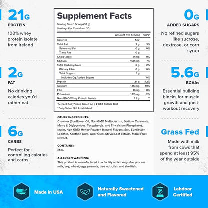 LEGION Whey+ Protein Whey Isolate from Grass Fed Cows - Whey Protein Isolate Powder Low Calorie
