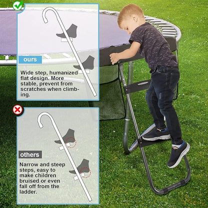 HBTower Trampoline Ladder, 2 Steps with Wide Steps, Trampoline Storage Bag, Universal Hook, 220 lbs