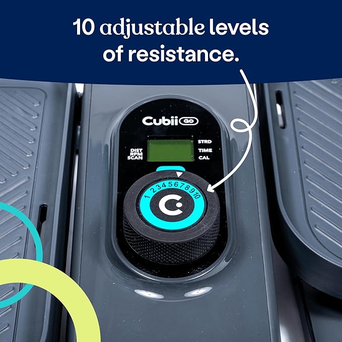 Cubii GO - Under Desk Elliptical Bike Pedal Exerciser, with LCD Fitness Tracker Screen, Adjustable