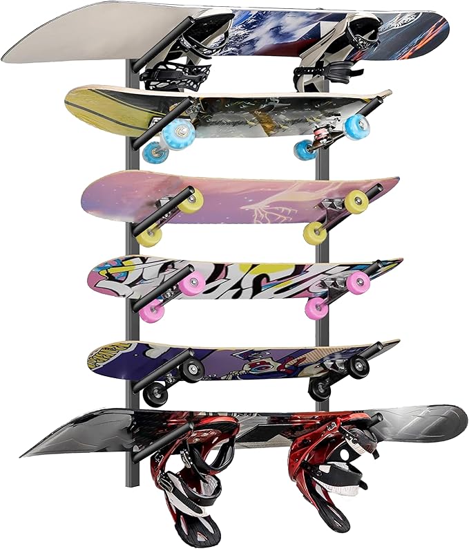 Skateboard Rack Wall Mount ??Skateboard Wall Hanger, Snowboard Display Wall Mount, Ski Holder |