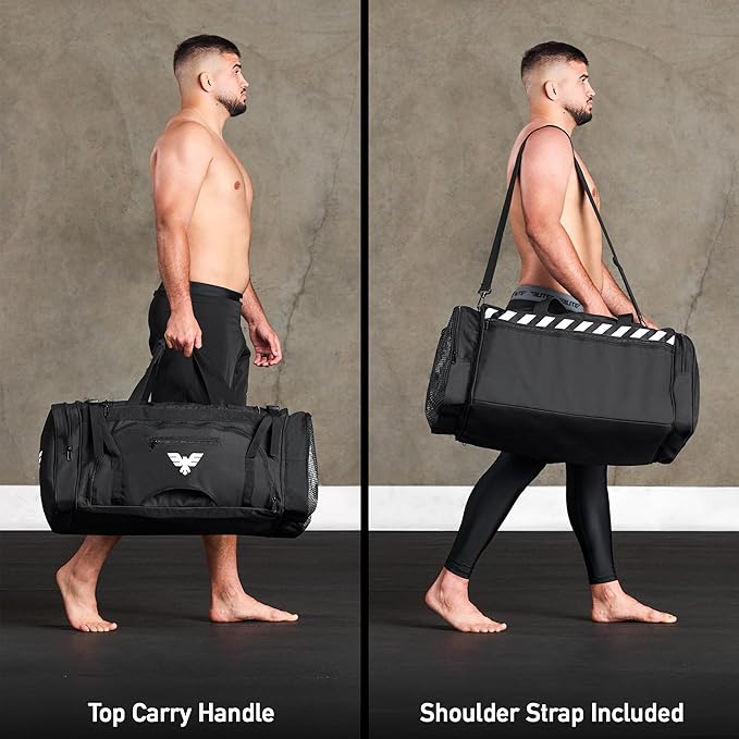 Elite Sports Monster MMA Duffel Bag – Large 44L Cordura Sports Bag w/Mesh Shoe Compartment &