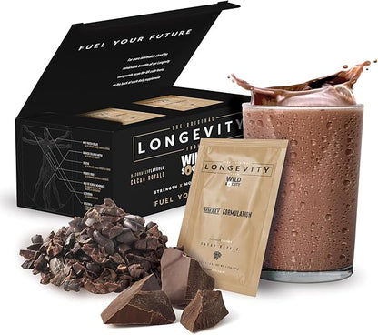 WILD SOCIETY Longevity Shake - Anti Aging Supplement - Protein Powder for Muscle Retention &